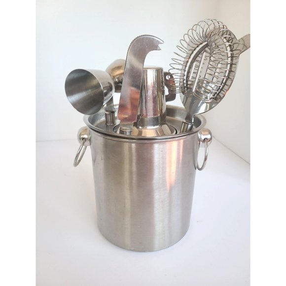 STAINLESS BAR SET WITH MULTIPLE TOOLS BARWARE - Picture 1 of 4